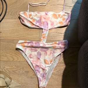 Pink & Orange Watercolor One-Piece Swimsuit